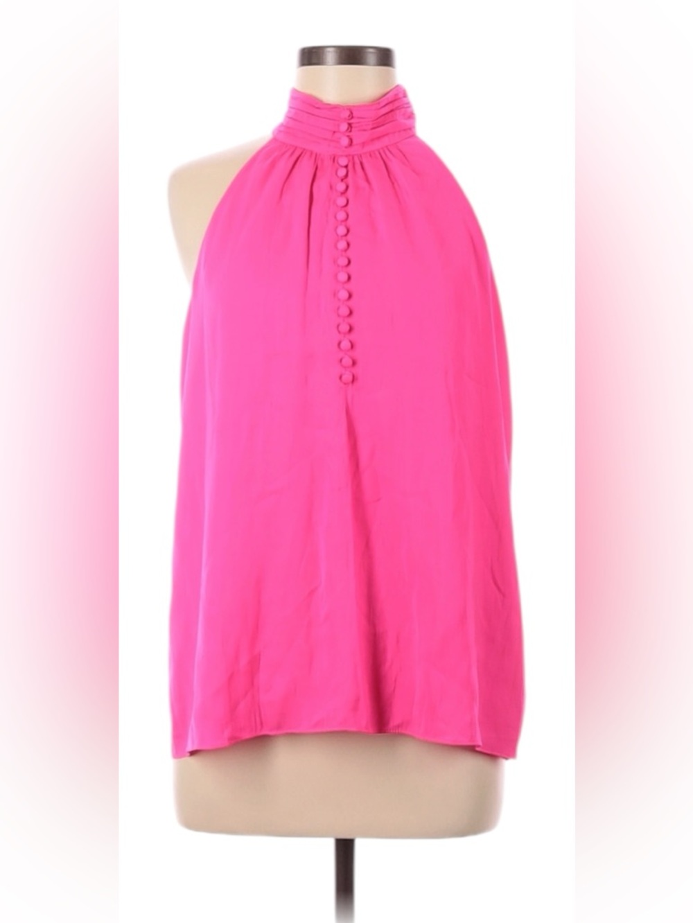 Lilly Pulitzer Pink Halter Blouse Sleeveless Button Detail Top Size M NWOT
